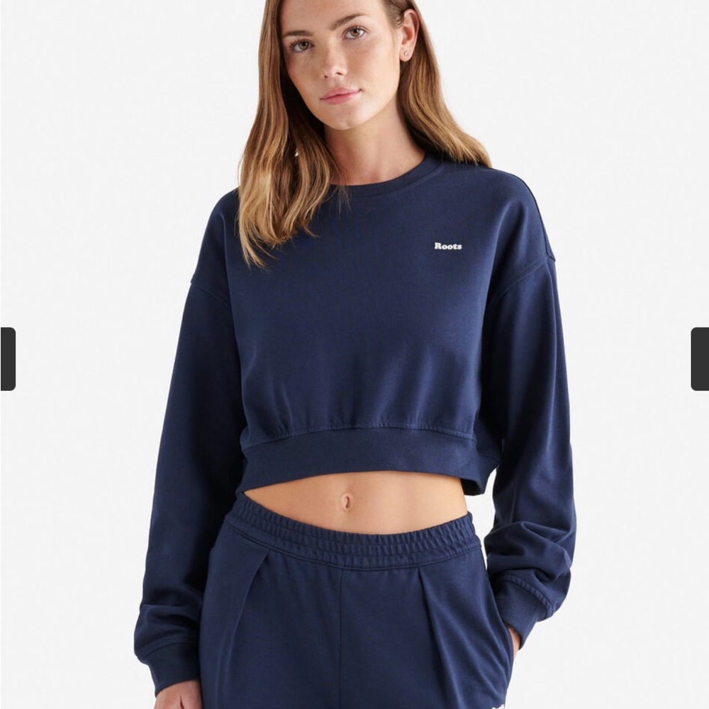 NWT Roots Cloud Jersey Crop Top in Navy